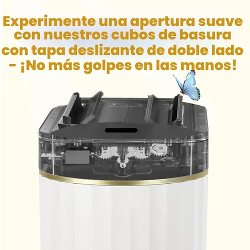 Miniatura 8 de ELPHECO - Bote de basura de baño con tapa mariposa, cubo de basura con sensor de movimiento para baño, bote de basura automático, papelera de baño