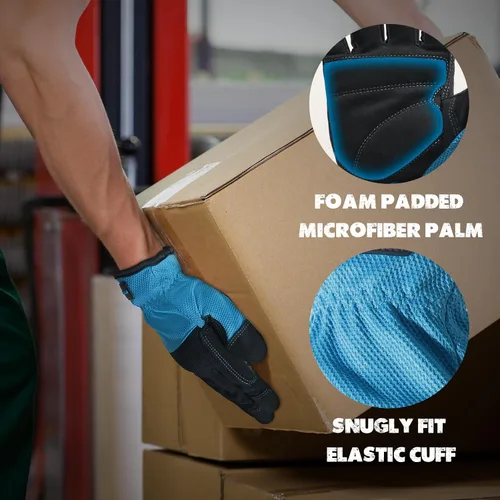 Miniatura 2 de HANDLANDY Guantes de trabajo para hombre y mujer, guantes de trabajo de mecánicos de uso general con pantalla táctil, guantes de trabajo flexibles