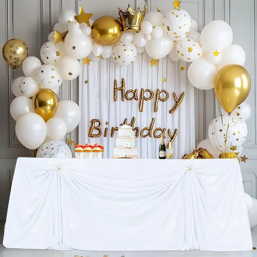 Miniatura 10 de PartyDelight Mantel de lentejuelas redondo de 50 pulgadas, color dorado claro, adorno de mesa para decoración de bodas, fiestas, cumpleaños