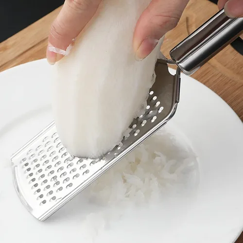 Miniatura 7 de Rallador de queso vegetal, rallador de limón de metal duradero a prueba de óxido con asa, rallador plano de mano para queso, chocolate, especias