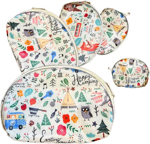 HESSION Juego de 5 bolsas de cosméticos para mujer, bolsa de maquillaje, bolsa con cremallera, accesorios organizador para viajes, Color 1