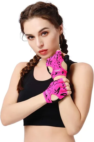 Anser 7150694 Guantes cortos sin dedos para mujer, medio dedo, para interior, yoga, gimnasio, fisicoculturismo, entrenamiento, ciclismo al aire