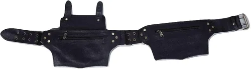 Miniatura 8 de Cangurera de cuero vintage para hombre y niño, bolsa de cuero para hombre, cinturón de mensajero, regalo para hombres y mujeres (negro)