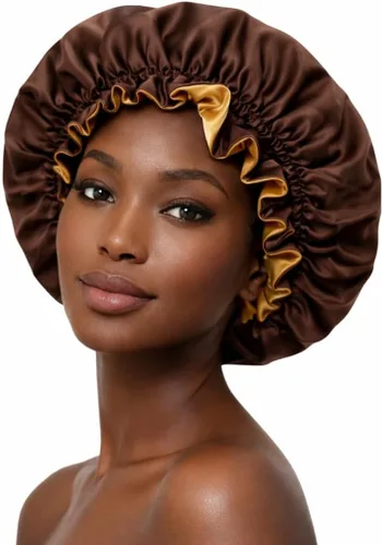 Miniatura 23 de Gorro de pelo para dormir, gorro de noche con clip ajustable, gorro reversible para el cabello para mujer, gorro de satén de seda