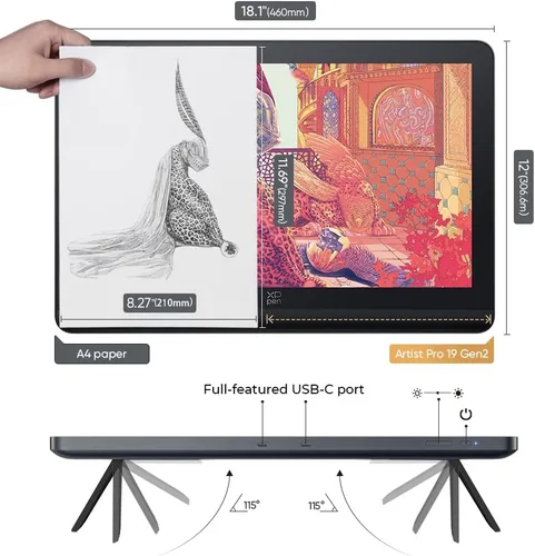 Miniatura 5 de XPPen Tableta de Dibujo 4K UHD Artist Pro 19 Gen2 con Pantalla, Tableta Gráfica 156% sRGB con Monitor de Dibujo Antirreflejo de 1.07 Mil Millones