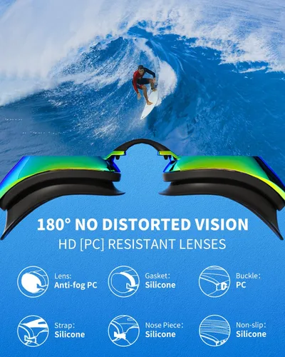 Miniatura 4 de Gafas de Natación para Mujeres y Hombres, Kit para Adultos, Antiempañamiento UV sin Fuga - Gafas de Natación HD Mejoradas para Carreras para Hombres