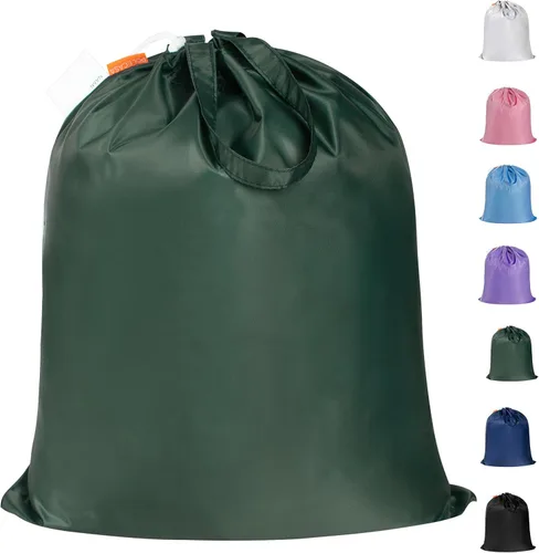 Miniatura 16 de Polecasa Bolsa de lavandería extra grande y resistente con asas duraderas y cierre de cordón, 28 x 36 pulgadas, bolsas de almacenamiento duraderas