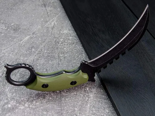 Miniatura 7 de C1696 Cuchillo de hoja fija, mango G10 de acero D2 de 4.3 pulgadas, herramientas EDC de supervivencia al aire libre con fundas Kydex (verde militar)