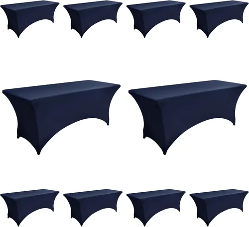 Miniatura 64 de Paquete de 2 Cubiertas de Mesa de Spandex de 4 pies para Mesas Plegables Rectangulares - Manteles Elásticos Ajustados Resistentes a las Arrugas