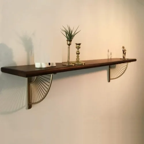 Miniatura 6 de Soportes flotantes de metal en forma de abanico para estantería, juego de 2 soportes de estante de pared en ángulo recto, para colgar en casa