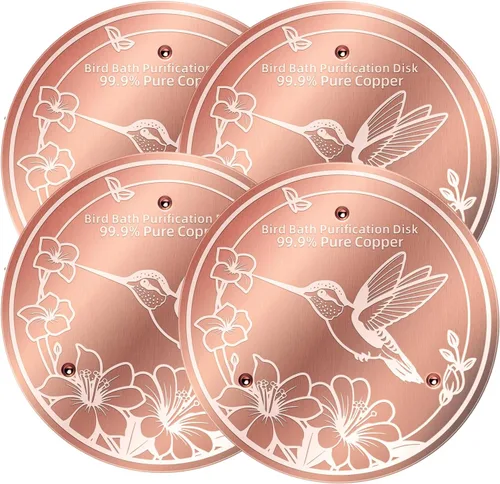 Miniatura 14 de Disco de cobre para baño, 99.99% de cobre puro para pájaros, soporte de triple punto, limpiador de agua para todas las estaciones para baños