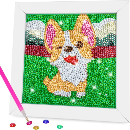 Miniatura 10 de QEUOYSS Kit de arte de diamantes para niños con marco de madera, arte y manualidades para niños de 6 a 8 a 10 a 12 años, arte de diamantes fácil