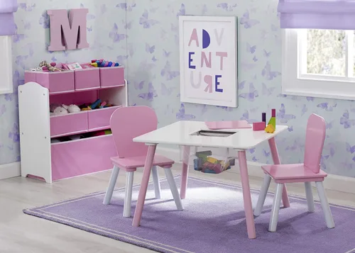 Miniatura 2 de Delta Children Set de juegos para niños pequeños de 4 piezas, Rosa/Blanco