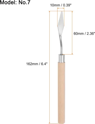 Miniatura 2 de HARFINGTON 2pcs No.7 Paleta Cuchillos 0.394 in Ancho Acero Inoxidable Pequeña Espátula Puntuosa Pintura Cuchillo de Paleta con Mango de Madera