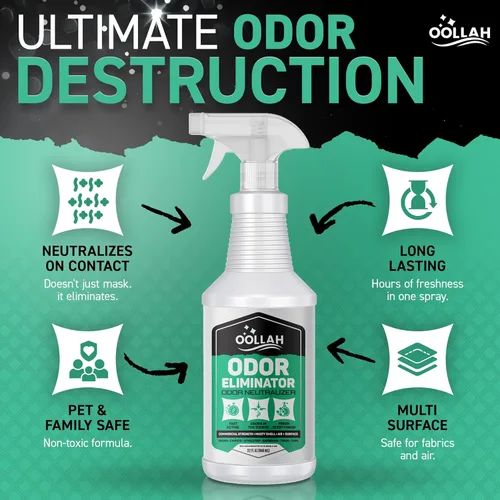 Miniatura 2 de Eliminador de olores de mascotas para el hogar, espray eliminador de olores de 32 onzas, neutralizador de olores frescos para tela, alfombra