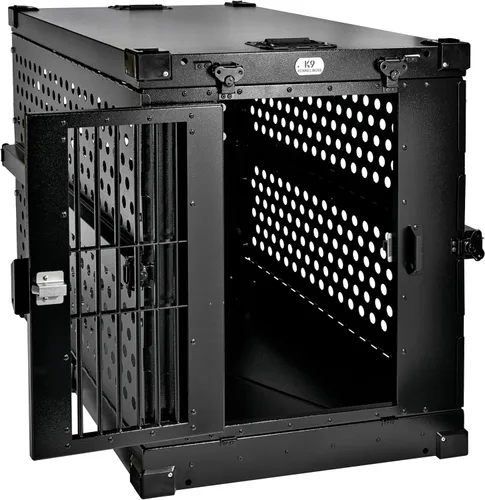 Miniatura 5 de K9 Kennel Boss - Jaula para perros resistente totalmente plegable con recubrimiento en polvo de aluminio - Grande (Negro)