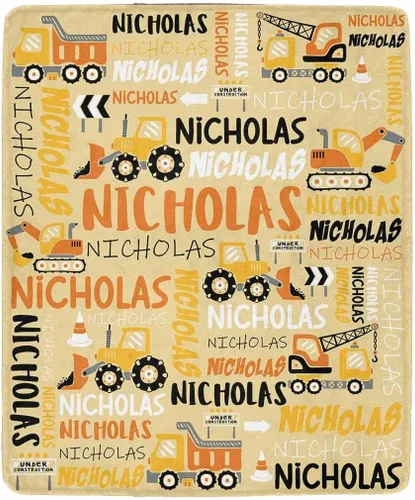 Miniatura 21 de Artsadd Mantas personalizadas con nombre y diseño de transporte para bebé niño de 30 x 40 pulgadas, manta personalizada de camión con nombre