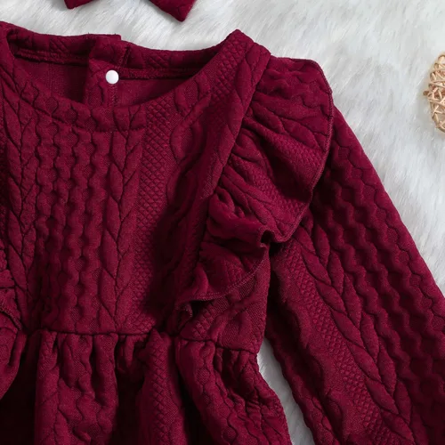 Miniatura 6 de Vestido de punto para niña, vestido de suéter de manga larga, vestido de otoño e invierno con corbatín
