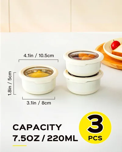 Miniatura 5 de Recipiente de aderezo de ensalada de acero inoxidable Lille Home, recipientes pequeños a prueba de fugas con tapas, beige