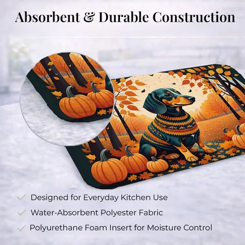 Miniatura 6 de Caroline's Treasures DAC1042DDM Tapete de secado de platos de otoño con perro salchicha absorbente para secar platos para encimera de cocina, tapete