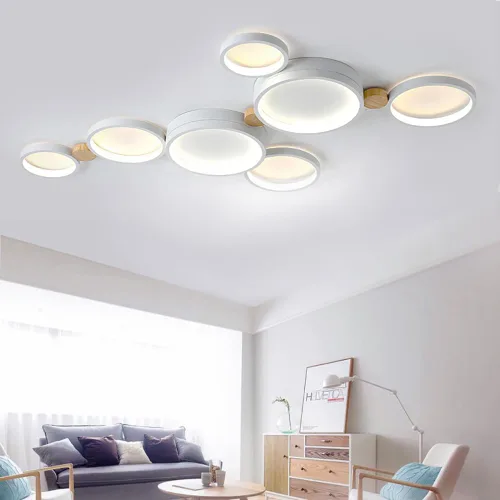 Miniatura 11 de Lámpara de techo LED de 3 luces, 22 pulgadas, moderna lámpara de techo empotrada de madera de 20 W regulable para sala de estar, dormitorio, cocina