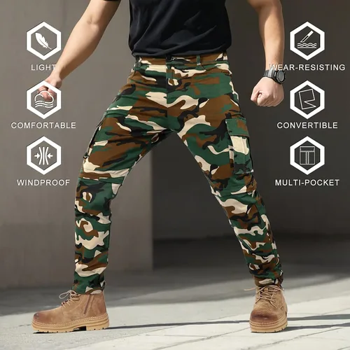 Miniatura 2 de Pantalones convertibles de senderismo al aire libre para hombre, pantalones deportivos de carga elásticos para hombre, pantalones tácticos de pesca