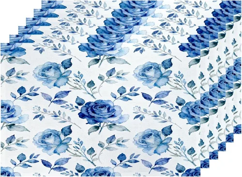 Miniatura 43 de Shrahala Hermosos manteles individuales de flores de rosas, hermosas flores, elegantes manteles de lino de arpillera lavable, aislamiento térmico