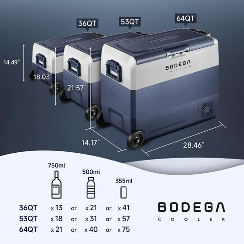 Miniatura 8 de BODEGACOOLER Refrigerador de Coche de 12 Voltios, Congelador Portátil de 38 Cuartos de Galón, Refrigerador para Coche de Doble Zona con Control por