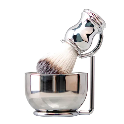 Miniatura 13 de Grandslam Kit de cepillo de afeitar y cuenco para hombres, juego de brochas de afeitar 3 en 1, cuenco de afeitar y soporte de acero inoxidable, kit