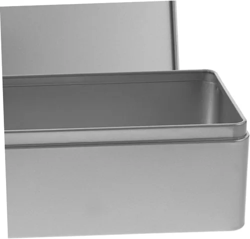 Miniatura 3 de Angoily Caja de lata vacía rectangular con tapa, caja de almacenamiento de hojalata rectangular para galletas, contenedor de lata de metal