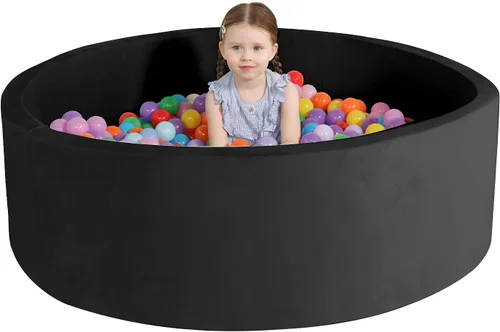 Miniatura 11 de TRENDBOX Piscina de pelotas de espuma para niños pequeños, 35x11 pulgadas, piscina de bolas suave para bebés con cubierta de terciopelo lavable