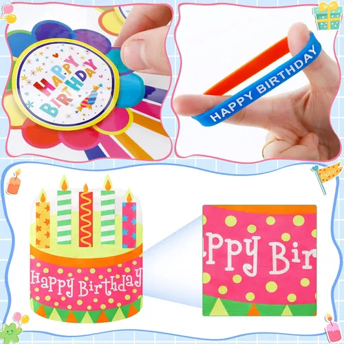 Miniatura 3 de Ctosree Kit de 140 piezas de cumpleaños para el aula: funda para silla, pulseras de goma, calcomanías de insignia para escuela, estudiantes