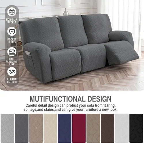 Miniatura 5 de Gennia Funda Impermeable para Sofá Reclinable, Fundas Elásticas para Sofá Reclinable con Bolsillos, Fundas Lavables para Sillón Reclinable Lazy Boy