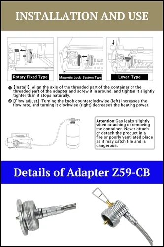 Miniatura 5 de CAMPINGMOON Adaptador de propano a butano Regulador incorporado con manguera de extensión de 16 oz/1 libra tanque de propano pequeño para estufa