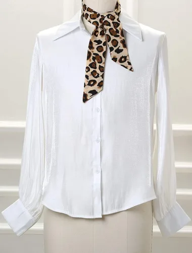 Miniatura 2 de Allegra K Bufanda delgada para mujer, bufanda larga y delgada con estampado de leopardo, banda para el cabello, bolsa con asa