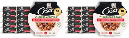 Miniatura 10 de Cesar Wholesome Bowls - Comida húmeda para perros adultos, carne de res, pollo, patatas moradas y zanahorias, comida húmeda para perros, 3 oz. por