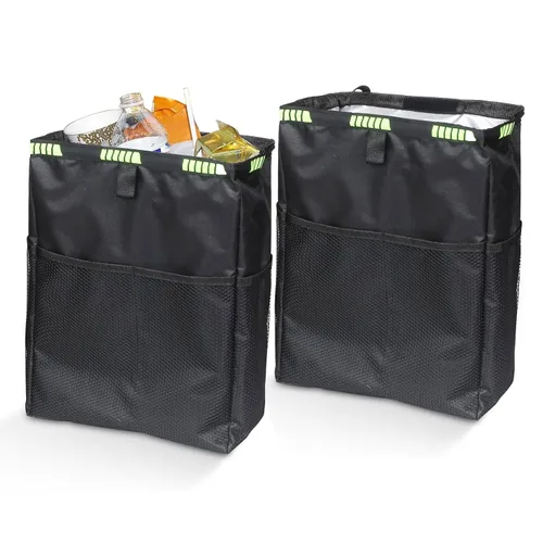 Miniatura 9 de Basurero para automóvil de 3.5 galones, bolsa de basura ultra grande para colgar, organizador de capacidad y almacenamiento con correas ajustables