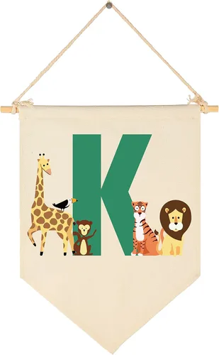 Miniatura 11 de Bandera personalizada de animales del bosque, regalos para bebé, niño, niña, recién nacido, banderín de safari de selva, letrero de pared, regalos