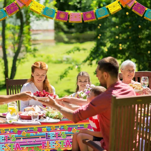 Miniatura 7 de Moukeren Paquete de 3 manteles de fiesta temática, 54 x 108 pulgadas, multicolor, plástico, rectangulares, impermeables, sólidos, no tóxicos, fiesta