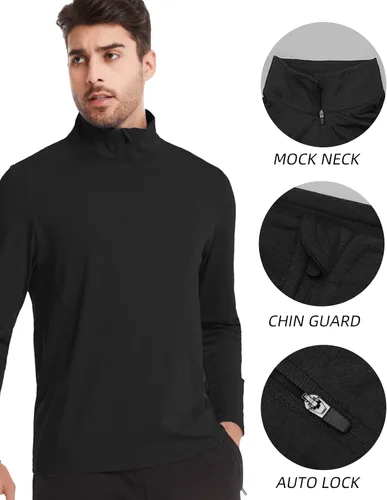Miniatura 2 de Sudadera con cremallera de un cuarto para hombre, polo de manga larga, para golf, secado rápido 14, protección solar UPF 50+