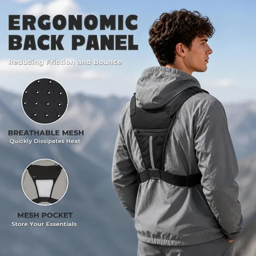 Miniatura 4 de Muserise Bolsa de Pecho Deportiva Para Hombres y Mujeres, Resistente al Agua, Ligera, Paquete de Pecho Frontal, Bolsa de Chaleco para Correr Con