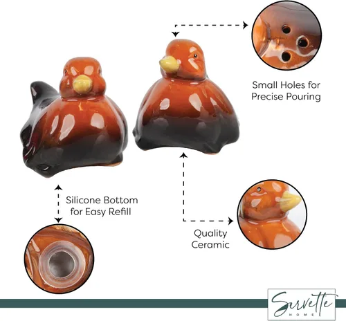 Miniatura 4 de Coctelera de cerámica para pájaros, salero y pimienta, decoración de cocina, color marrón Marrón (Brown Duck)