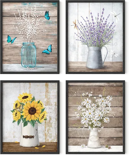Miniatura 61 de HAUS AND HUES Arte de pared floral gris, juego de 4 pósteres de plantas para pared vintage, impresiones botánicas, cuadros de flores en blanco