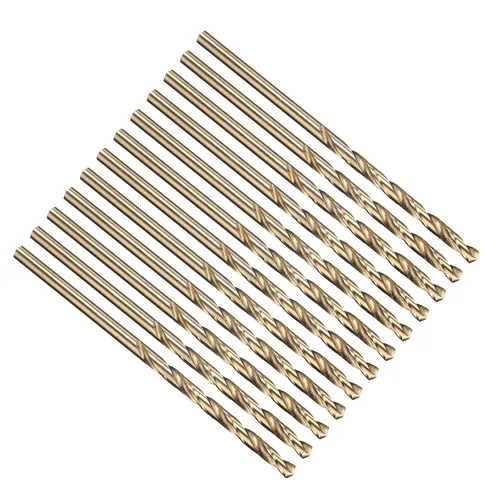 Miniatura 107 de PATIKIL Broca Jobber de 0.039 in, vástago recto M35 cobalto 5% acero de alta velocidad 135° acabado dorado para metal duro de acero inoxidable - 2