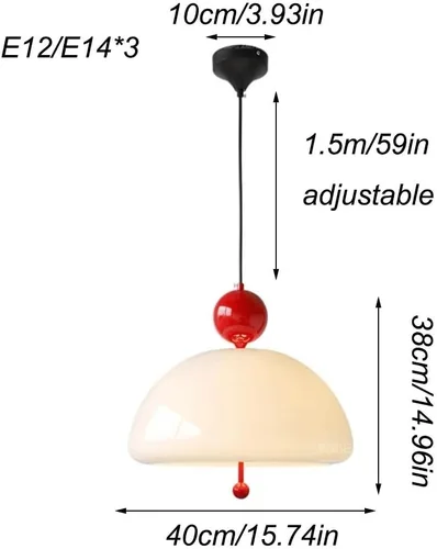 Miniatura 2 de Luces colgantes de metal con cúpula nórdica, moderna lámpara colgante de vidrio de leche, cable ajustable E14/E12 para cocina, isla de comedor, sala