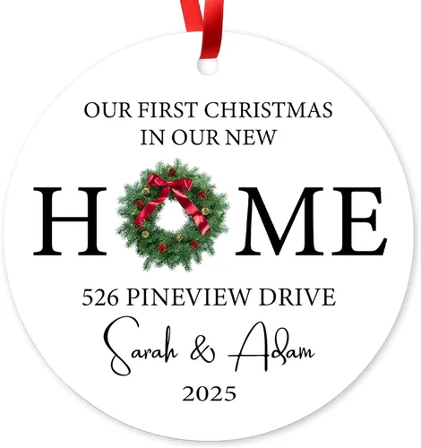 Miniatura 10 de Adorno personalizado para la primera Navidad en nuestro nuevo hogar 2025, adorno de Navidad de dirección de casa nueva, regalos de inauguración
