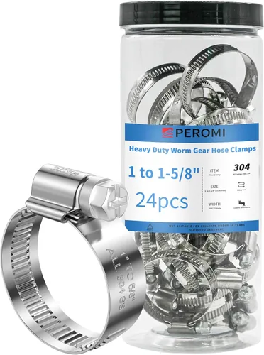 Miniatura 22 de 24 PIEZAS Abrazaderas de manguera de servicio pesado de acero inoxidable 304, abrazadera de manguera de 1-5/8" a 2-3/8" (40-60mm) Abrazaderas