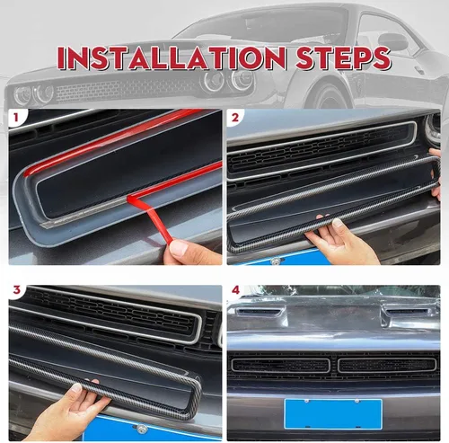 Miniatura 5 de JeCar Insertos de Parrilla ABS Kit de Embellecedores de Cubierta de Parrilla Accesorios Exteriores Compatibles con Dodge Challenger 2015-2023