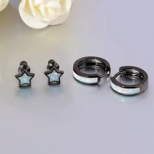 Miniatura 62 de CiNily Aretes Huggie de ópalo con bisagras, chapados en oro, hipoalergénicos, pequeños aretes de aro para mujeres, adolescentes, niñas, hombres