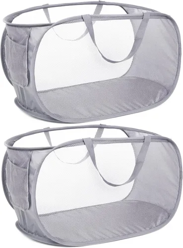 Miniatura 15 de Cestas plegables duraderas para lavandería, cesta desplegable resistente a desgarros para lavandería, cesta de ropa plegable con asas de transporte
